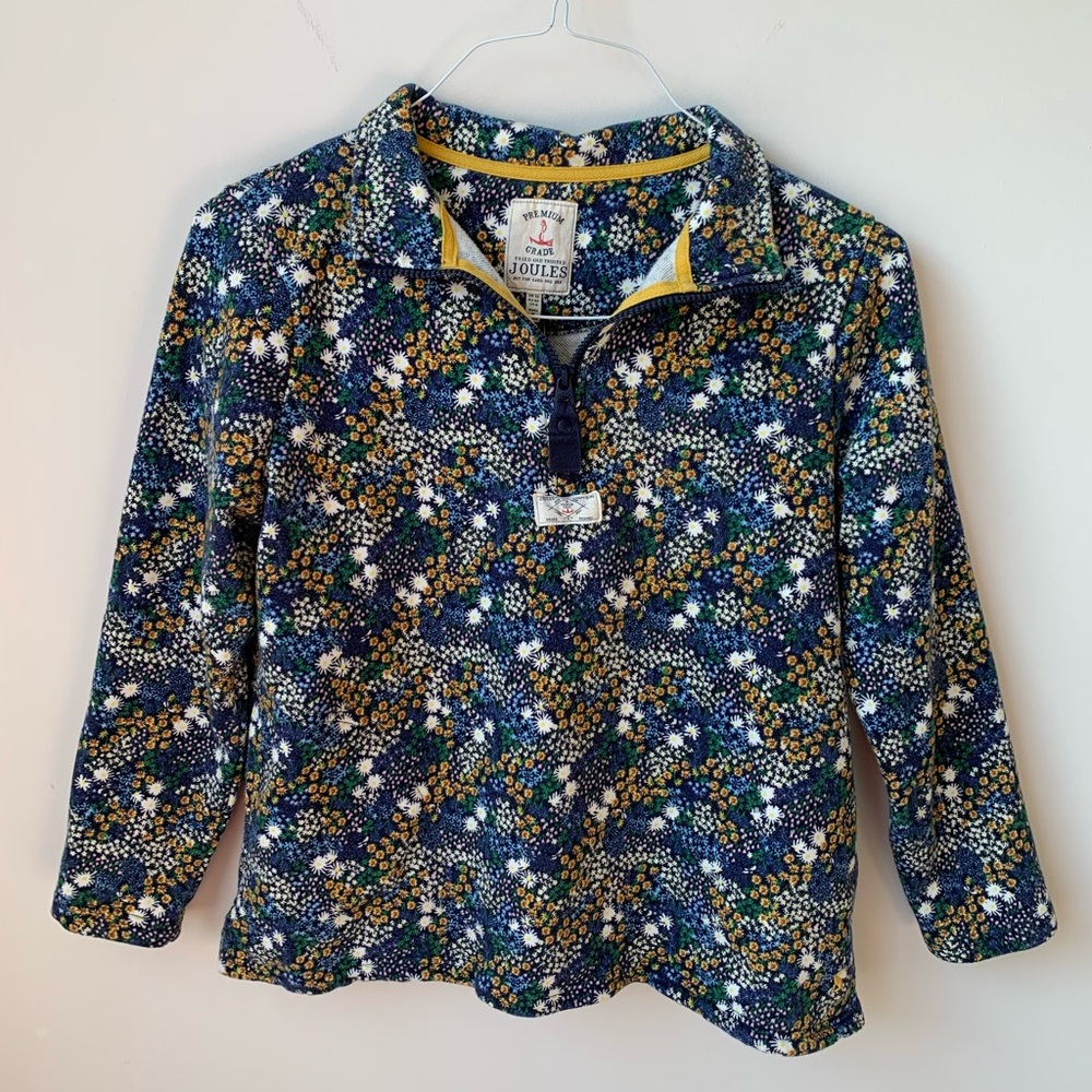 Premium Grade Joules Floral Pattern Quarter Zip Long Sleeve Sweater Size US 8